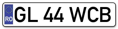 Placuta inmatriculare numar auto  GL-44-WCB, GL 44 WCB, GL44WCB