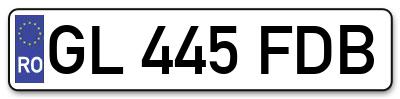 Placuta inmatriculare numar auto  GL-445-FDB, GL 445 FDB, GL445FDB