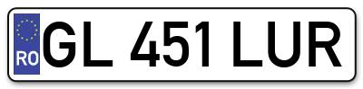 Placuta inmatriculare numar auto  GL-451-LUR, GL 451 LUR, GL451LUR