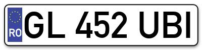 Placuta inmatriculare numar auto  GL-452-UBI, GL 452 UBI, GL452UBI
