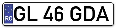 Placuta inmatriculare numar auto  GL-46-GDA, GL 46 GDA, GL46GDA