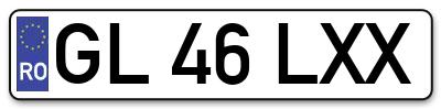 Placuta inmatriculare numar auto  GL-46-LXX, GL 46 LXX, GL46LXX