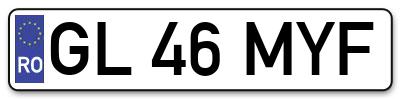 Placuta inmatriculare numar auto  GL-46-MYF, GL 46 MYF, GL46MYF