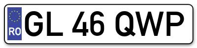 Placuta inmatriculare numar auto  GL-46-QWP, GL 46 QWP, GL46QWP