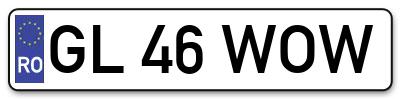 Placuta inmatriculare numar auto  GL-46-WOW, GL 46 WOW, GL46WOW