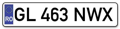 Placuta inmatriculare numar auto  GL-463-NWX, GL 463 NWX, GL463NWX