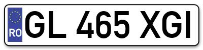 Placuta inmatriculare numar auto  GL-465-XGI, GL 465 XGI, GL465XGI