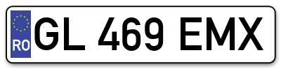 Placuta inmatriculare numar auto  GL-469-EMX, GL 469 EMX, GL469EMX