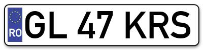 Placuta inmatriculare numar auto  GL-47-KRS, GL 47 KRS, GL47KRS