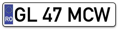 Placuta inmatriculare numar auto  GL-47-MCW, GL 47 MCW, GL47MCW