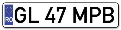 Placuta inmatriculare numar auto  GL-47-MPB, GL 47 MPB, GL47MPB
