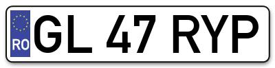 Placuta inmatriculare numar auto  GL-47-RYP, GL 47 RYP, GL47RYP