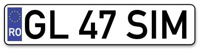 Placuta inmatriculare numar auto  GL-47-SIM, GL 47 SIM, GL47SIM