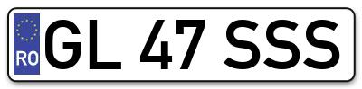Placuta inmatriculare numar auto  GL-47-SSS, GL 47 SSS, GL47SSS