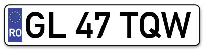 Placuta inmatriculare numar auto  GL-47-TQW, GL 47 TQW, GL47TQW