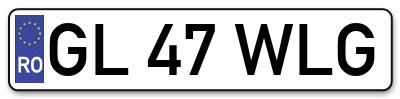 Placuta inmatriculare numar auto  GL-47-WLG, GL 47 WLG, GL47WLG
