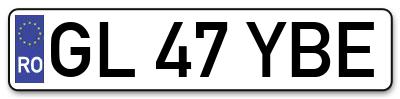 Placuta inmatriculare numar auto  GL-47-YBE, GL 47 YBE, GL47YBE