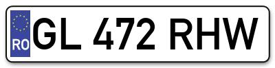 Placuta inmatriculare numar auto  GL-472-RHW, GL 472 RHW, GL472RHW