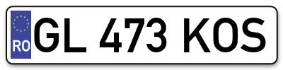 Placuta inmatriculare numar auto  GL-473-KOS, GL 473 KOS, GL473KOS