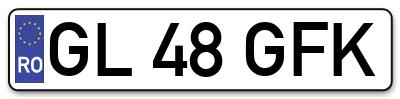 Placuta inmatriculare numar auto  GL-48-GFK, GL 48 GFK, GL48GFK