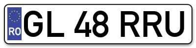Placuta inmatriculare numar auto  GL-48-RRU, GL 48 RRU, GL48RRU