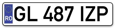 Placuta inmatriculare numar auto  GL-487-IZP, GL 487 IZP, GL487IZP