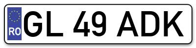 Placuta inmatriculare numar auto  GL-49-ADK, GL 49 ADK, GL49ADK