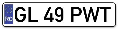 Placuta inmatriculare numar auto  GL-49-PWT, GL 49 PWT, GL49PWT