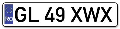 Placuta inmatriculare numar auto  GL-49-XWX, GL 49 XWX, GL49XWX