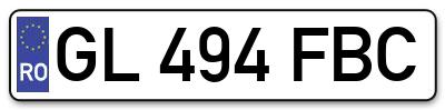 Placuta inmatriculare numar auto  GL-494-FBC, GL 494 FBC, GL494FBC