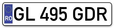 Placuta inmatriculare numar auto  GL-495-GDR, GL 495 GDR, GL495GDR
