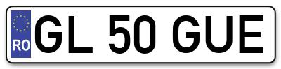 Placuta inmatriculare numar auto  GL-50-GUE, GL 50 GUE, GL50GUE