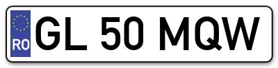 Placuta inmatriculare numar auto  GL-50-MQW, GL 50 MQW, GL50MQW