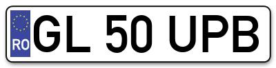 Placuta inmatriculare numar auto  GL-50-UPB, GL 50 UPB, GL50UPB