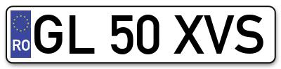 Placuta inmatriculare numar auto  GL-50-XVS, GL 50 XVS, GL50XVS
