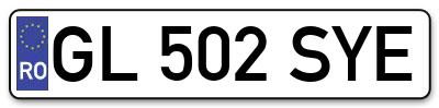 Placuta inmatriculare numar auto  GL-502-SYE, GL 502 SYE, GL502SYE