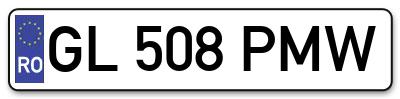 Placuta inmatriculare numar auto  GL-508-PMW, GL 508 PMW, GL508PMW