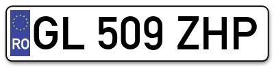 Placuta inmatriculare numar auto  GL-509-ZHP, GL 509 ZHP, GL509ZHP