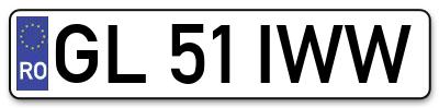 Placuta inmatriculare numar auto  GL-51-IWW, GL 51 IWW, GL51IWW