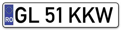 Placuta inmatriculare numar auto  GL-51-KKW, GL 51 KKW, GL51KKW