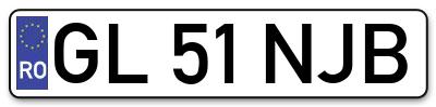 Placuta inmatriculare numar auto  GL-51-NJB, GL 51 NJB, GL51NJB