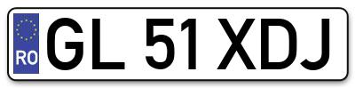 Placuta inmatriculare numar auto  GL-51-XDJ, GL 51 XDJ, GL51XDJ