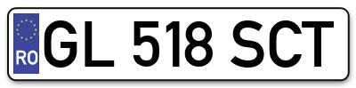 Placuta inmatriculare numar auto  GL-518-SCT, GL 518 SCT, GL518SCT
