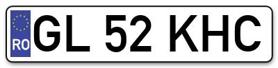 Placuta inmatriculare numar auto  GL-52-KHC, GL 52 KHC, GL52KHC