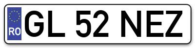 Placuta inmatriculare numar auto  GL-52-NEZ, GL 52 NEZ, GL52NEZ