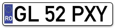 Placuta inmatriculare numar auto  GL-52-PXY, GL 52 PXY, GL52PXY