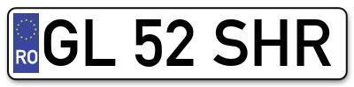 Placuta inmatriculare numar auto  GL-52-SHR, GL 52 SHR, GL52SHR