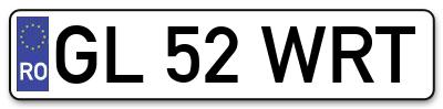 Placuta inmatriculare numar auto  GL-52-WRT, GL 52 WRT, GL52WRT