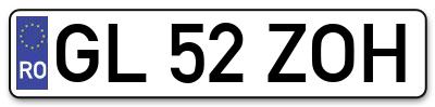 Placuta inmatriculare numar auto  GL-52-ZOH, GL 52 ZOH, GL52ZOH