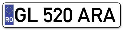Placuta inmatriculare numar auto  GL-520-ARA, GL 520 ARA, GL520ARA